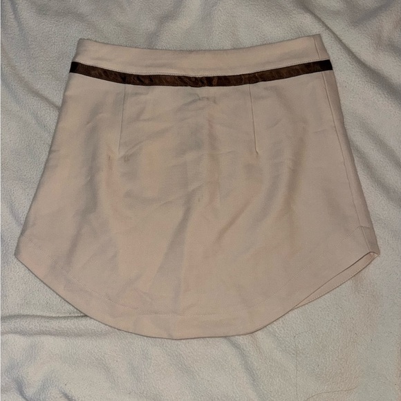 Cider solid texture tie back mini skirt | cream / brown | Size Small | NWT - Picture 2 of 5